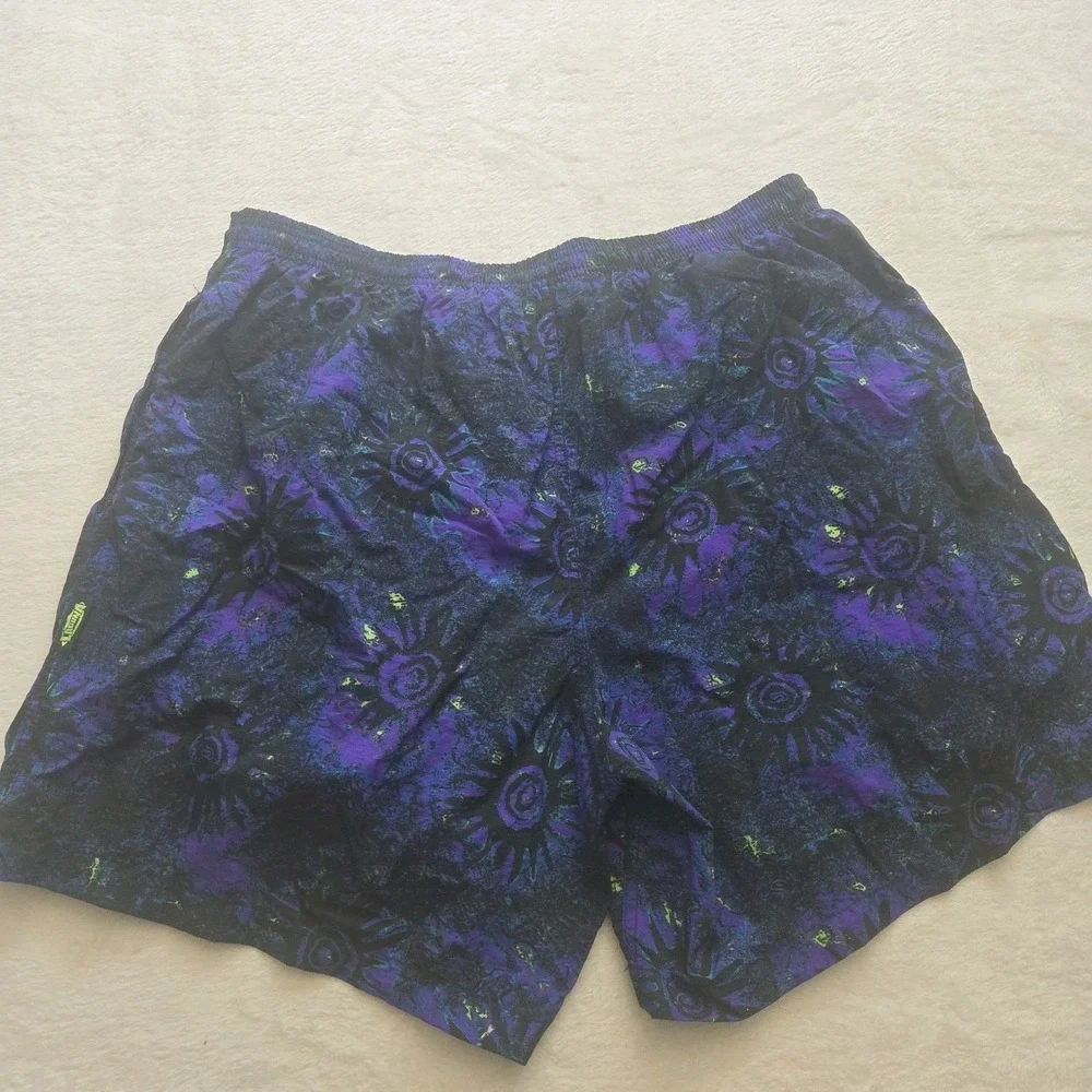 Vintage 90s Y2k Celestial Sun Laguna Swim Shorts Mens 36/38